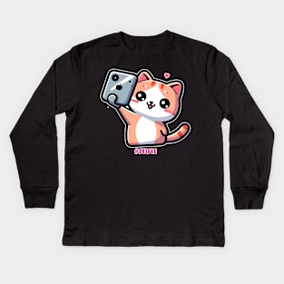 Cat Selfie Kids Long Sleeve T-Shirt